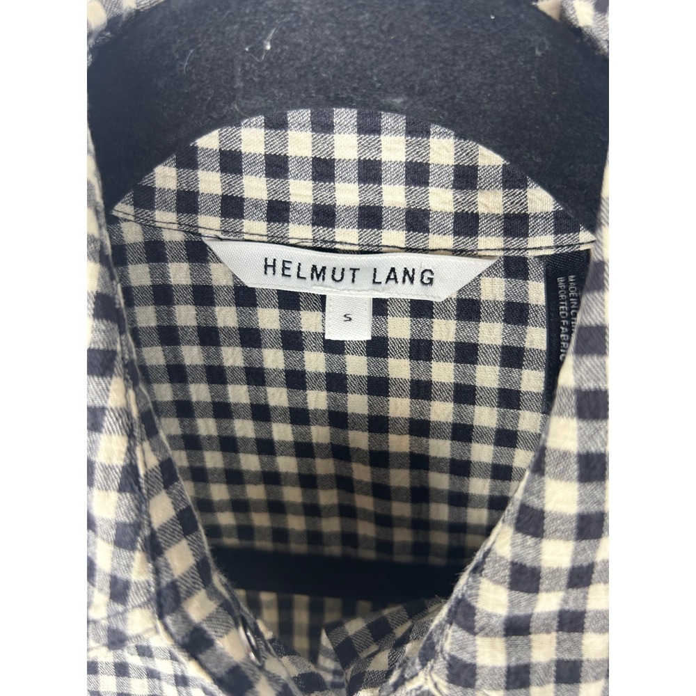 Helmut Lang Gingham Cotton Wool Snap Button Down Shirt Black White Small - Picture 5 of 10